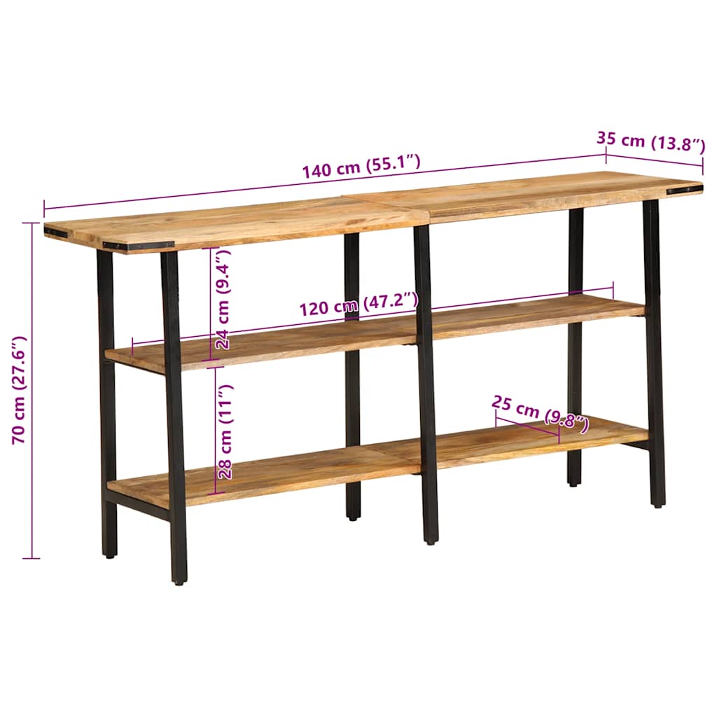 Table console 140x35x70 cm bois de manguier massif - XIOS