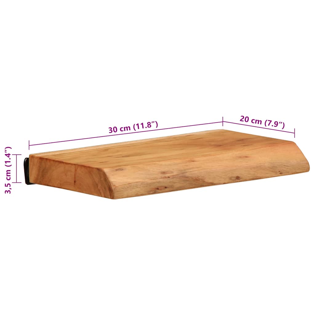 Étagères murales 2 pcs 30x20x3,5 cm bois massif d'acacia - XIOS