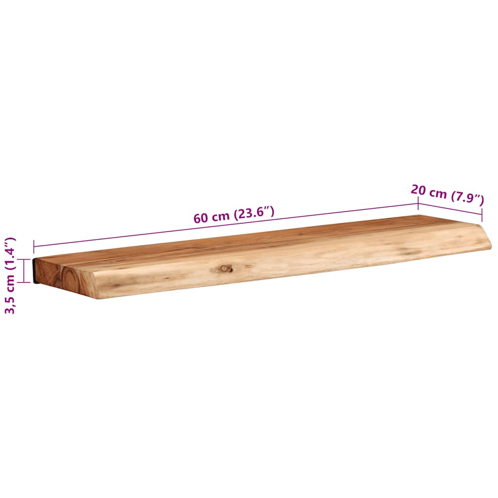 Étagères murales 2 pcs 60x20x3,5 cm bois massif d'acacia - XIOS
