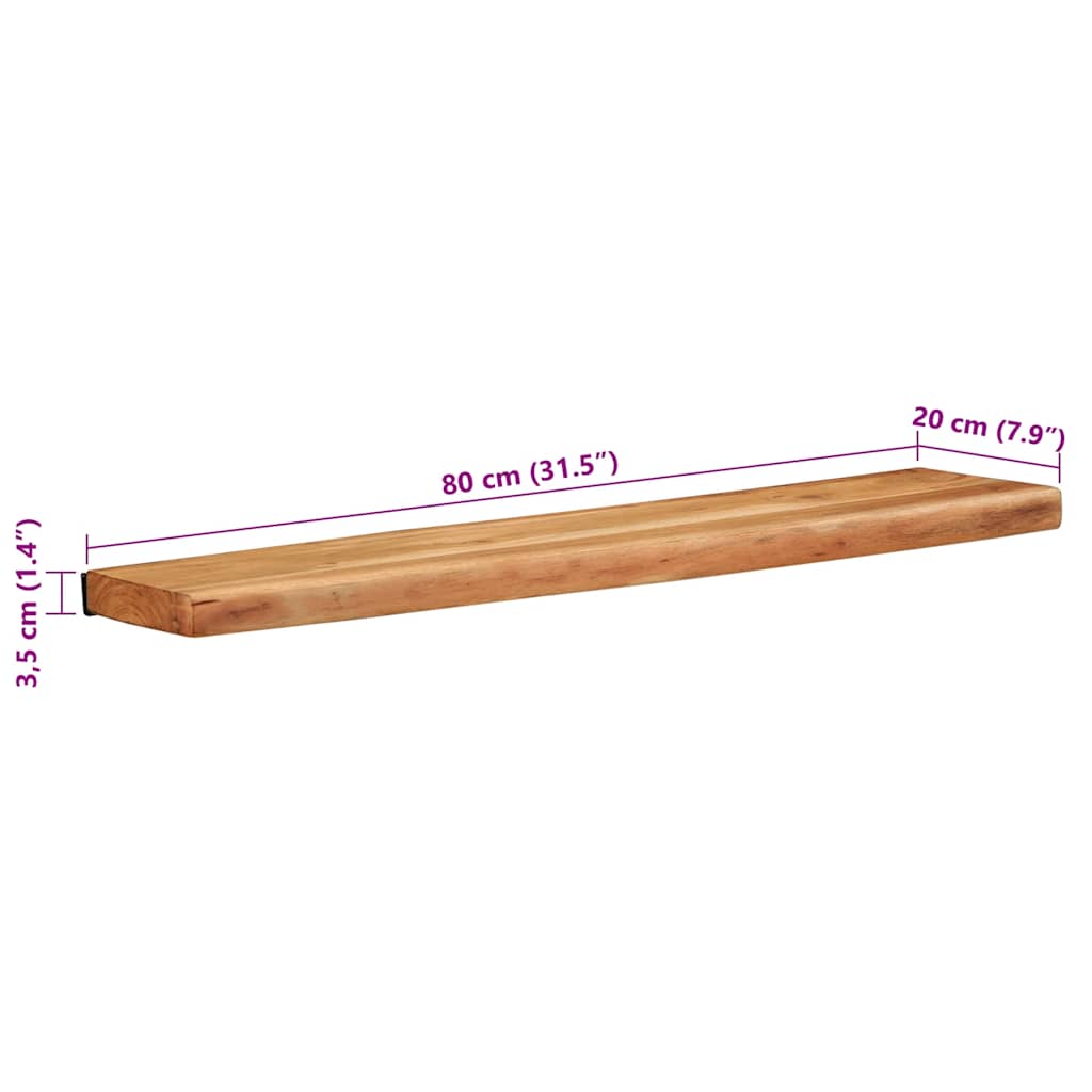 Étagères murales 2 pcs 80x20x3,5 cm bois massif d'acacia - XIOS
