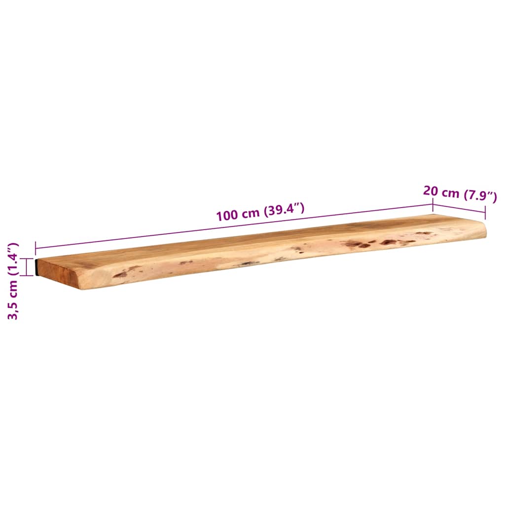 Étagères murales 2 pcs 100x20x3,5 cm bois massif d'acacia - XIOS
