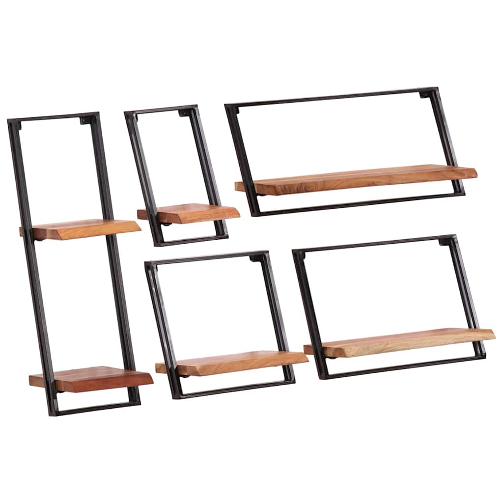 Étagères murales 5 pcs en bois massif d'acacia - XIOS