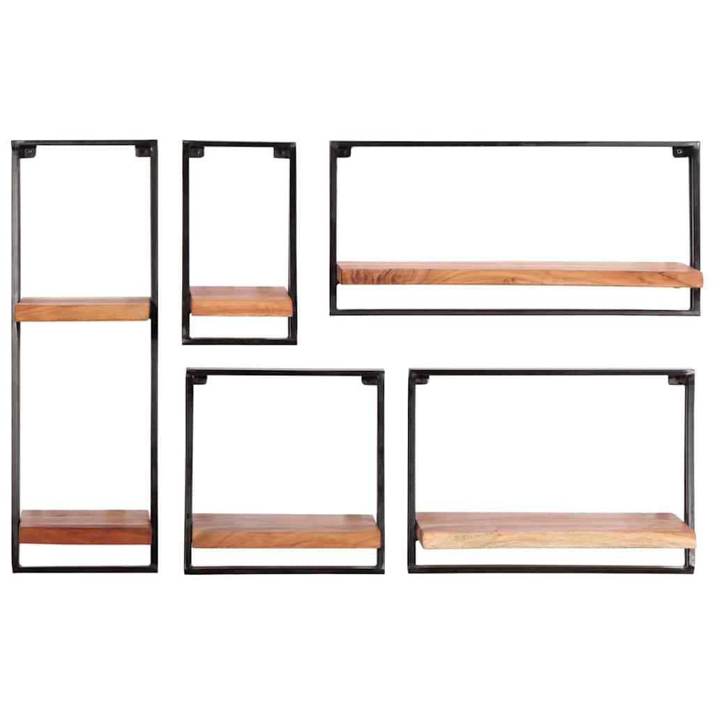 Étagères murales 5 pcs en bois massif d'acacia - XIOS