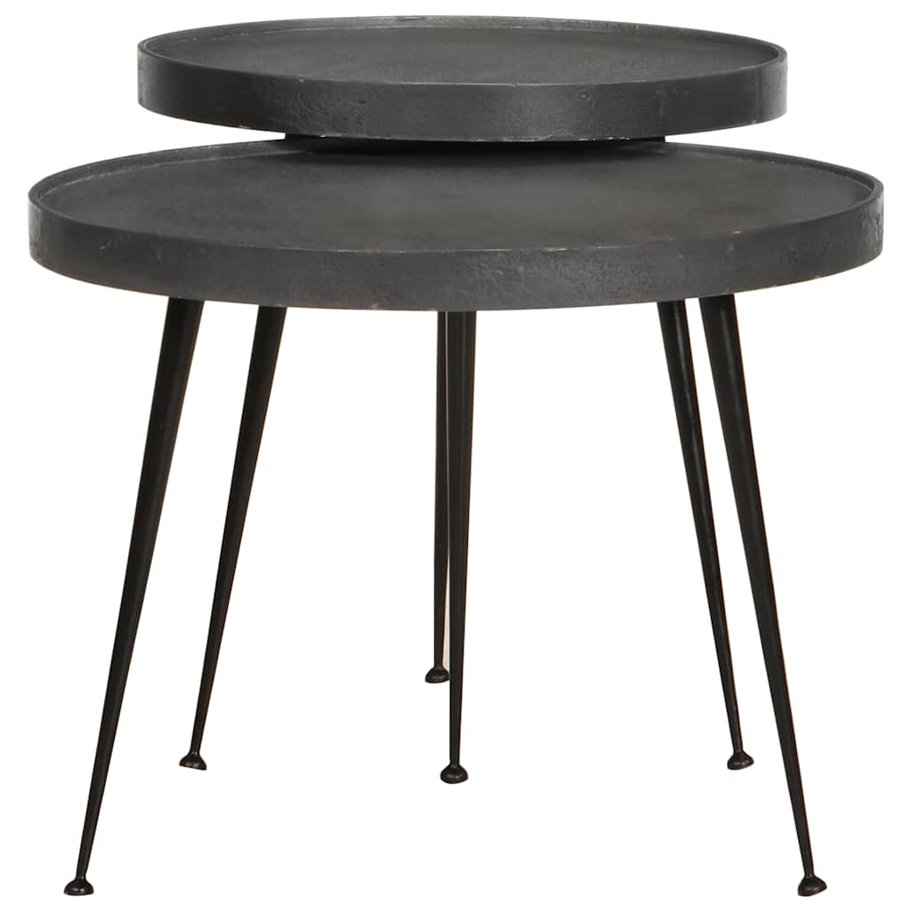 Table basse 2 pcs en bois d'ingénierie noir - XIOS