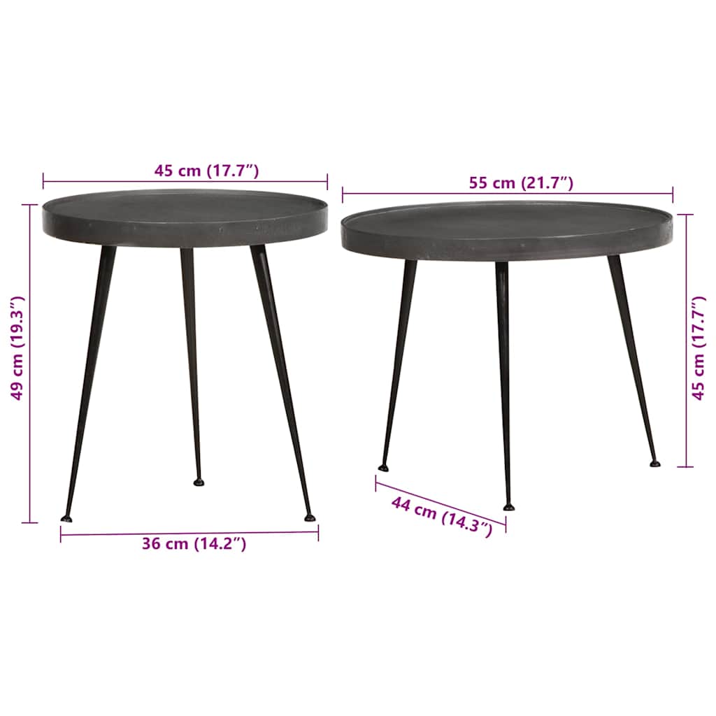Table basse 2 pcs en bois d'ingénierie noir - XIOS