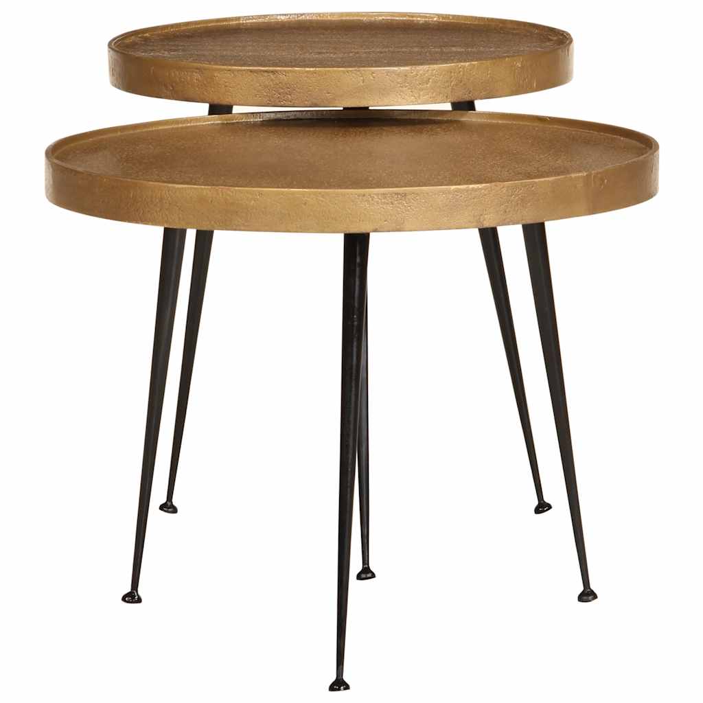 Table basse 2 pcs en bois d'ingénierie doré - XIOS