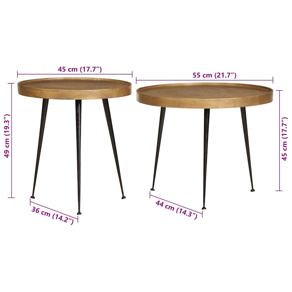 Table basse 2 pcs en bois d'ingénierie doré - XIOS