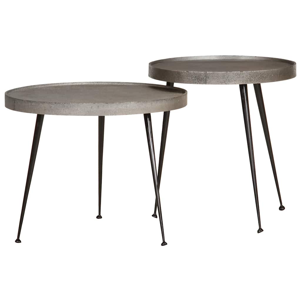 Table basse 2 pcs en bois composite argenté - XIOS