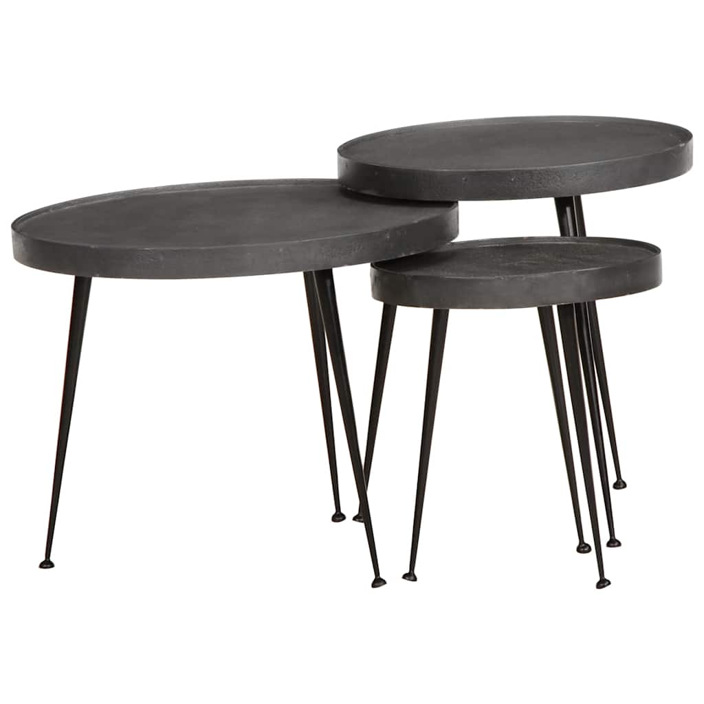 Table basse 3 pcs en bois d'ingénierie noir - XIOS
