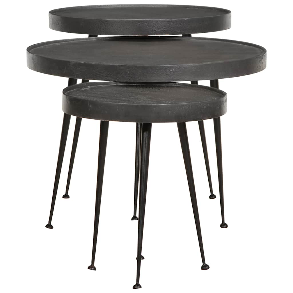 Table basse 3 pcs en bois d'ingénierie noir - XIOS