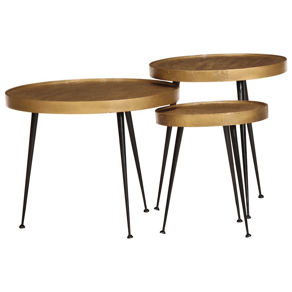Table basse 3 pcs en bois d'ingénierie doré - XIOS