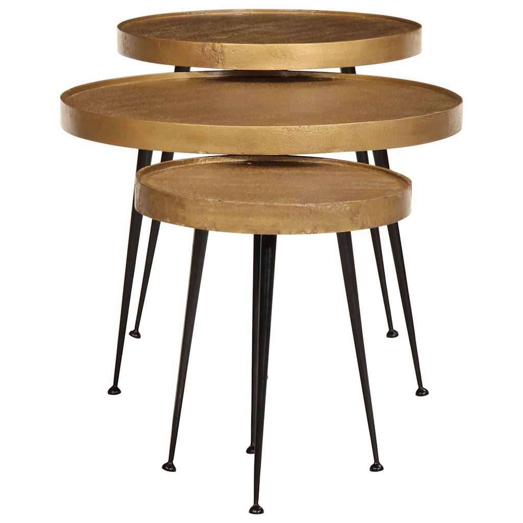 Table basse 3 pcs en bois d'ingénierie doré - XIOS