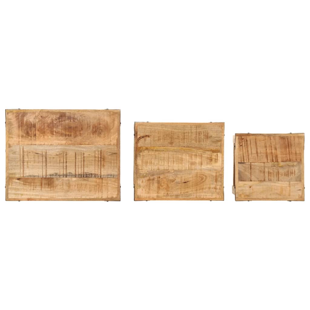 Tables d'appoint gigognes 3 pcs bois de manguier massif brut - XIOS