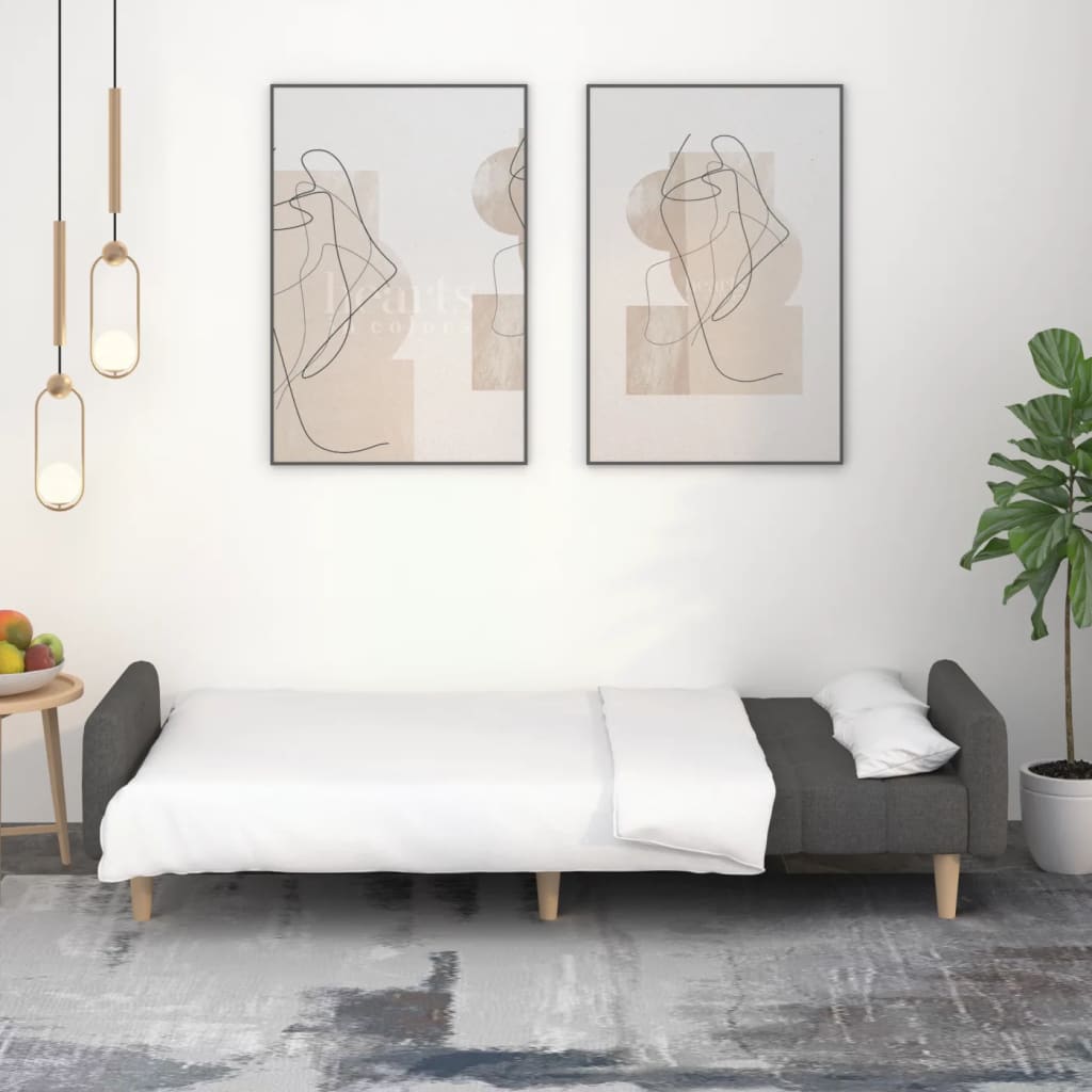 Canapé-lit à 2 places gris foncé tissu - XIOS