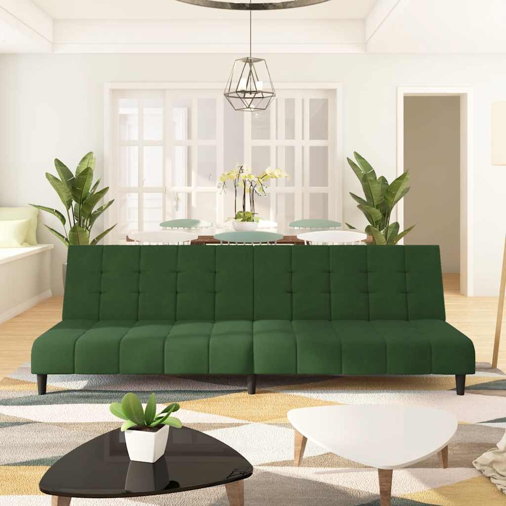 Canapé-lit à 2 places vert foncé velours - XIOS