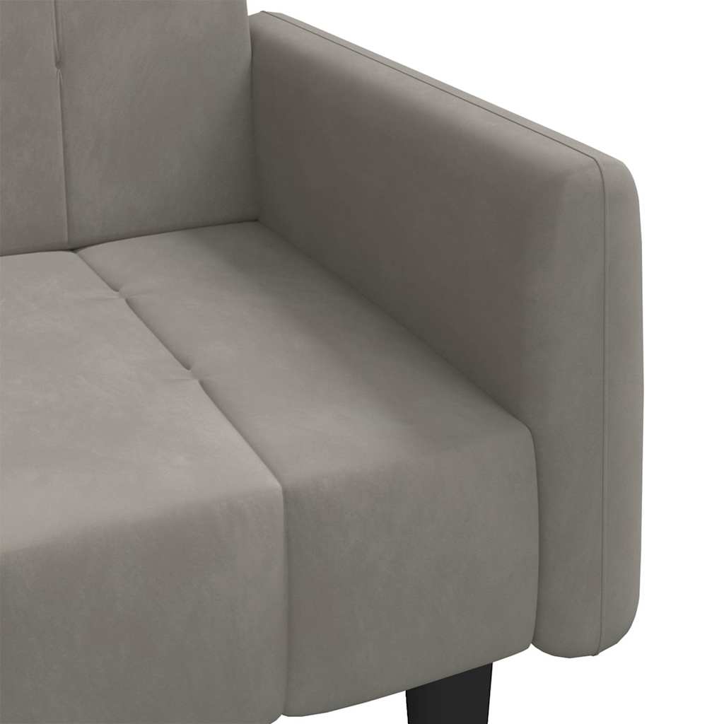 Canapé-lit à 2 places gris clair velours - XIOS