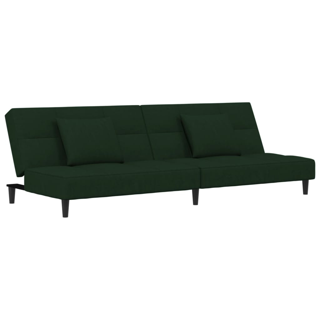 Canapé-lit à 2 places avec deux oreillers Vert foncé Velours - XIOS