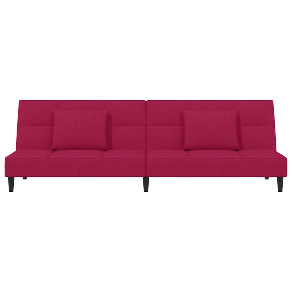 Canapé-lit à 2 places et deux oreillers Rouge bordeaux Velours - XIOS