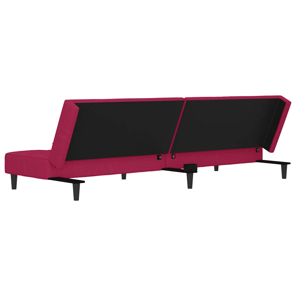 Canapé-lit à 2 places et deux oreillers Rouge bordeaux Velours - XIOS
