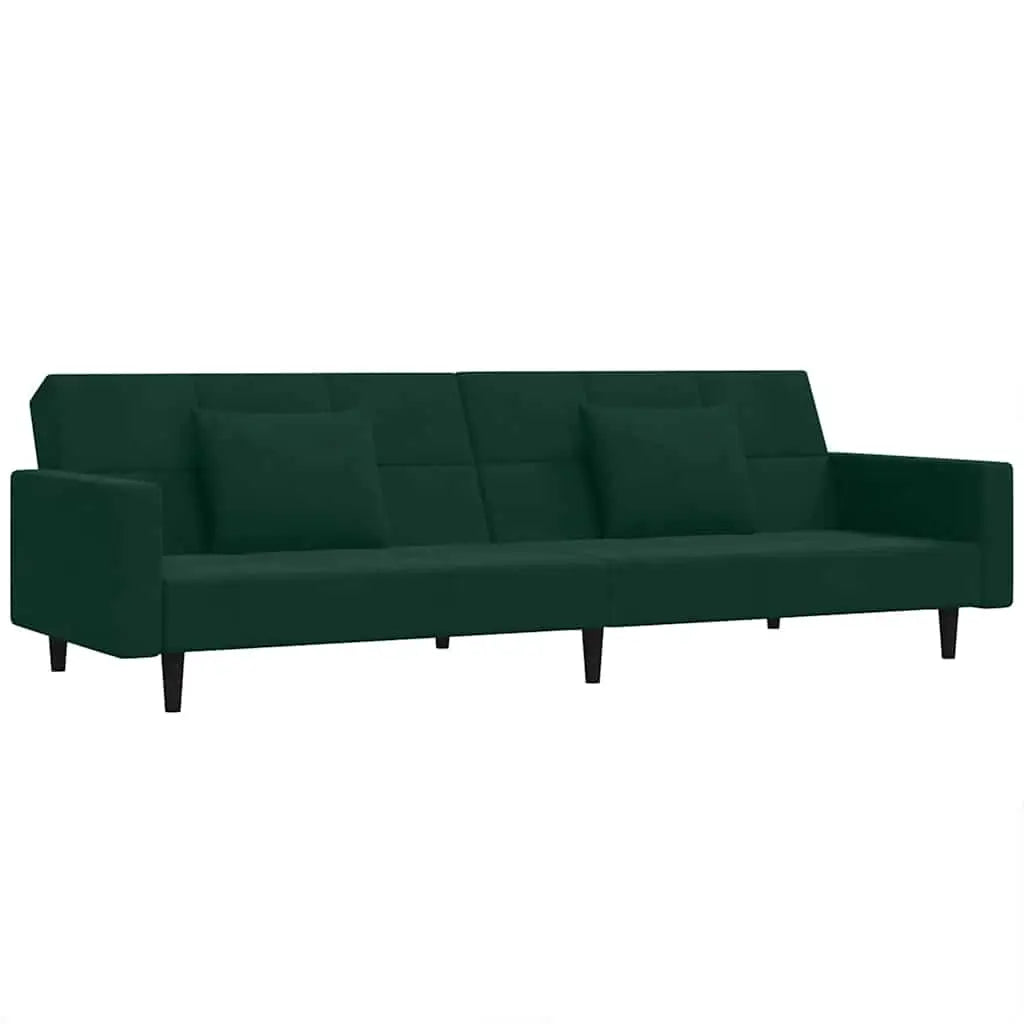 Canapé-lit à 2 places avec deux oreillers Vert foncé Velours - XIOS