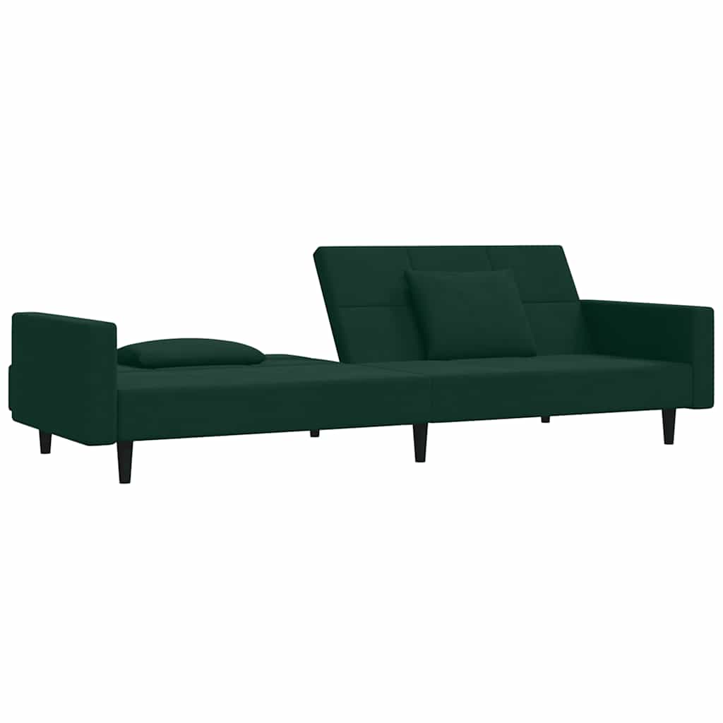 Canapé-lit à 2 places avec deux oreillers Vert foncé Velours - XIOS