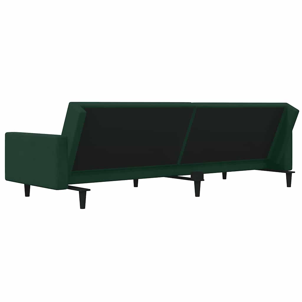 Canapé-lit à 2 places avec deux oreillers Vert foncé Velours - XIOS