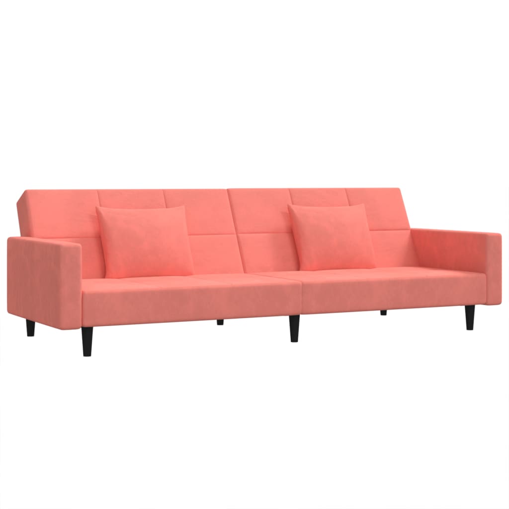 Canapé-lit à 2 places avec deux oreillers Rose Velours - XIOS