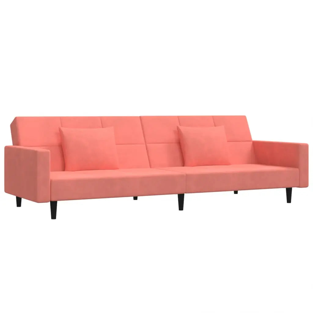 Canapé-lit à 2 places avec deux oreillers Rose Velours - XIOS