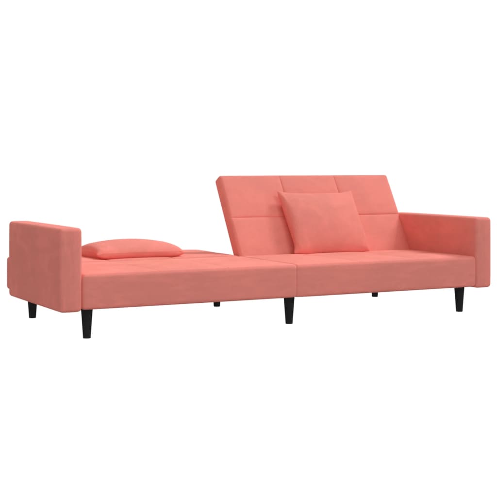 Canapé-lit à 2 places avec deux oreillers Rose Velours - XIOS