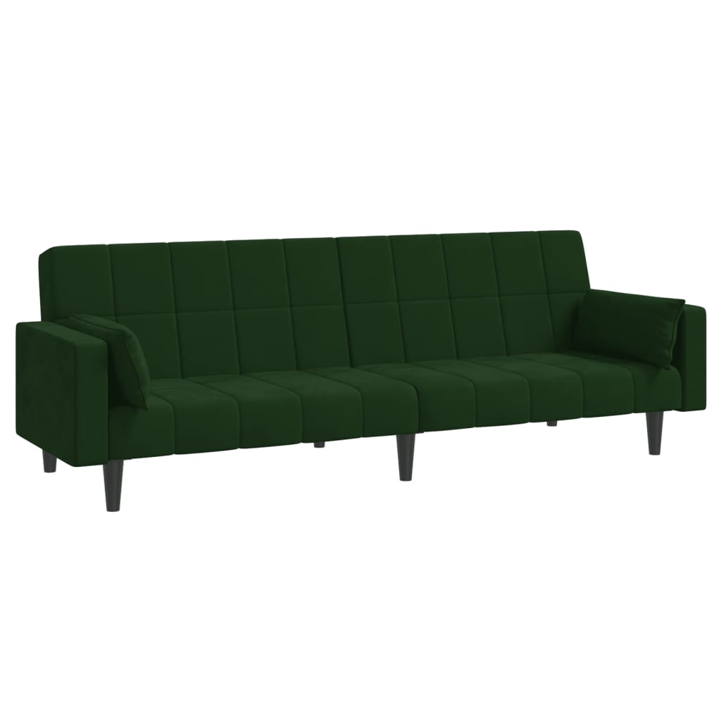Canapé-lit à 2 places avec deux oreillers Vert foncé Velours - XIOS