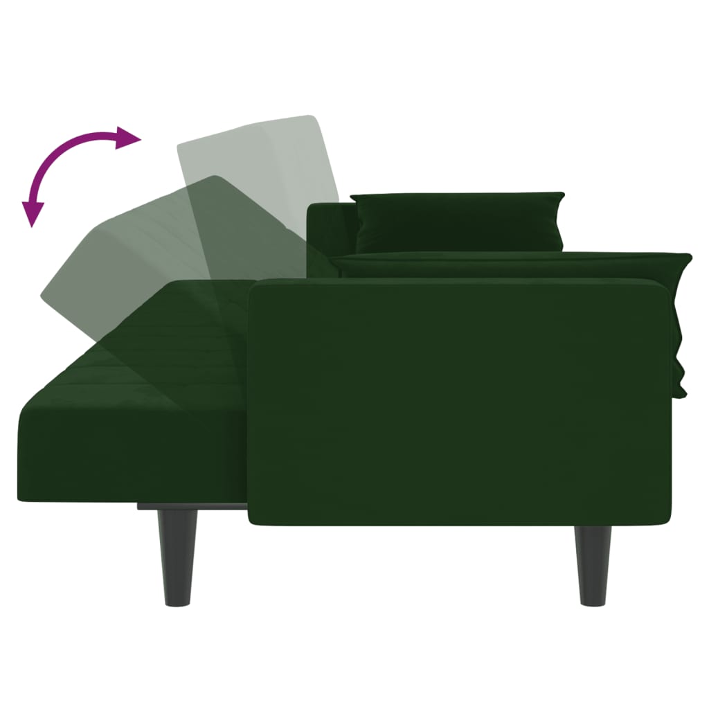 Canapé-lit à 2 places avec deux oreillers Vert foncé Velours - XIOS