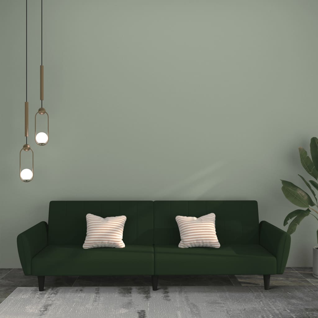 Canapé-lit à 2 places vert foncé velours - XIOS
