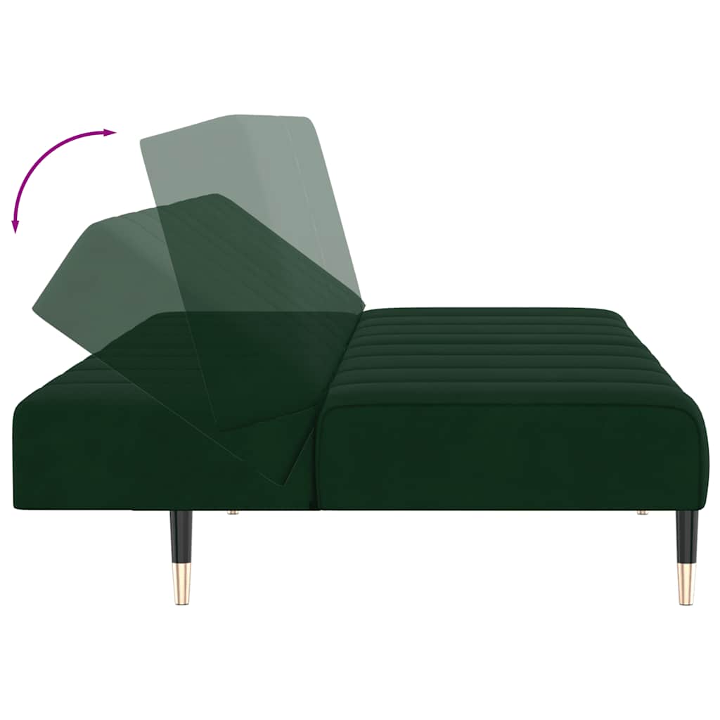 Canapé-lit à 2 places vert foncé velours - XIOS