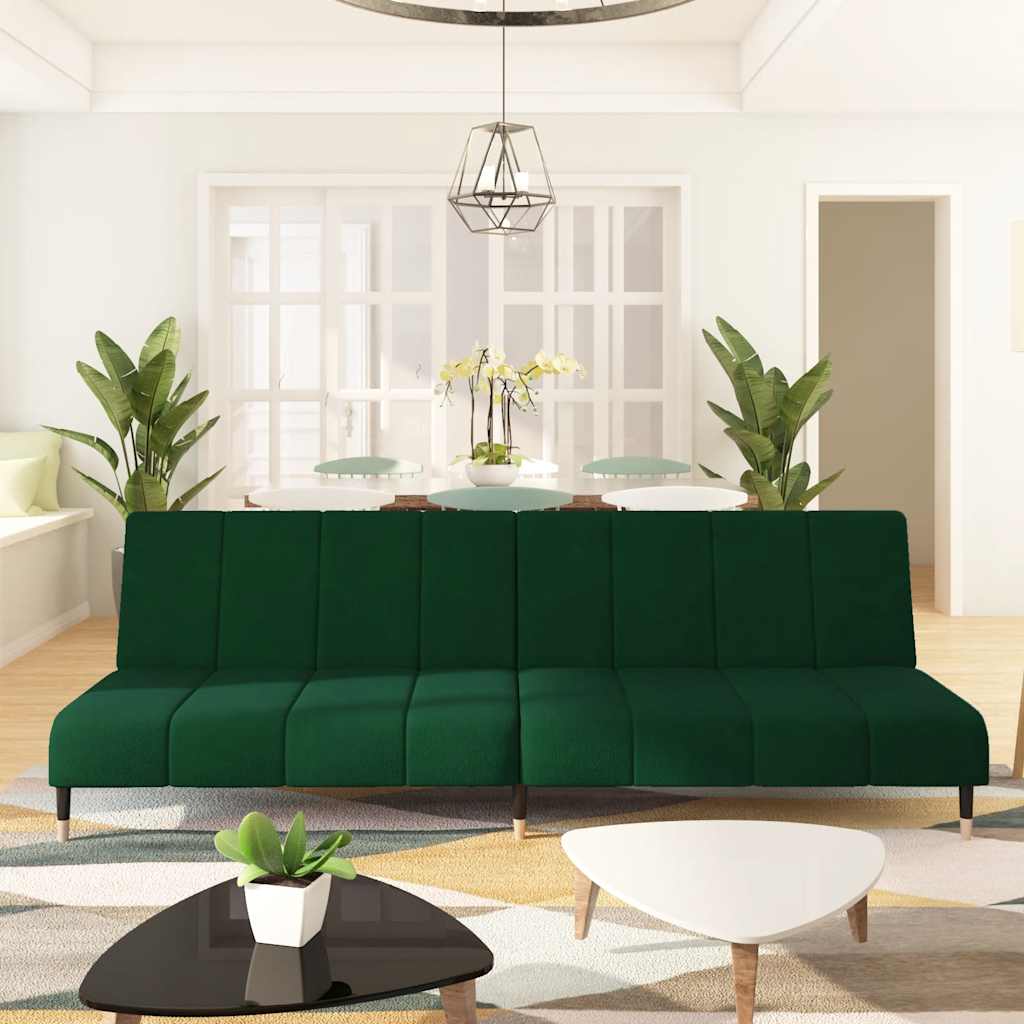 Canapé-lit à 2 places vert foncé velours - XIOS
