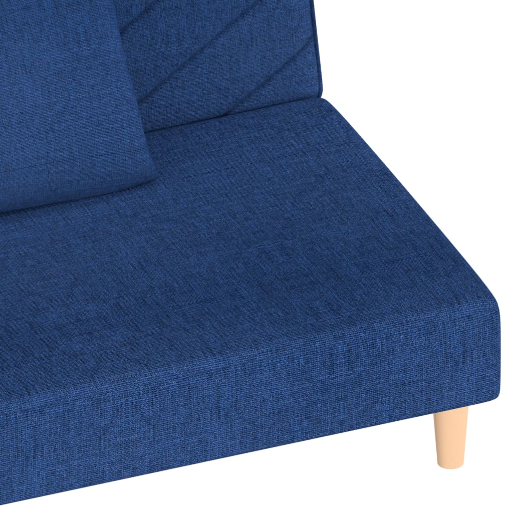Canapé-lit à 2 places avec deux oreillers bleu tissu - XIOS