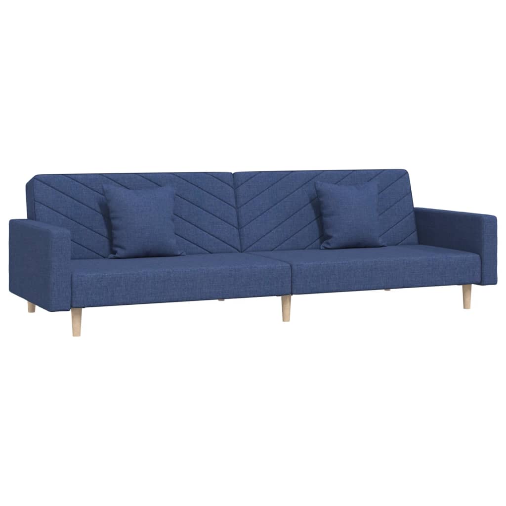 Canapé-lit à 2 places avec deux oreillers bleu tissu - XIOS