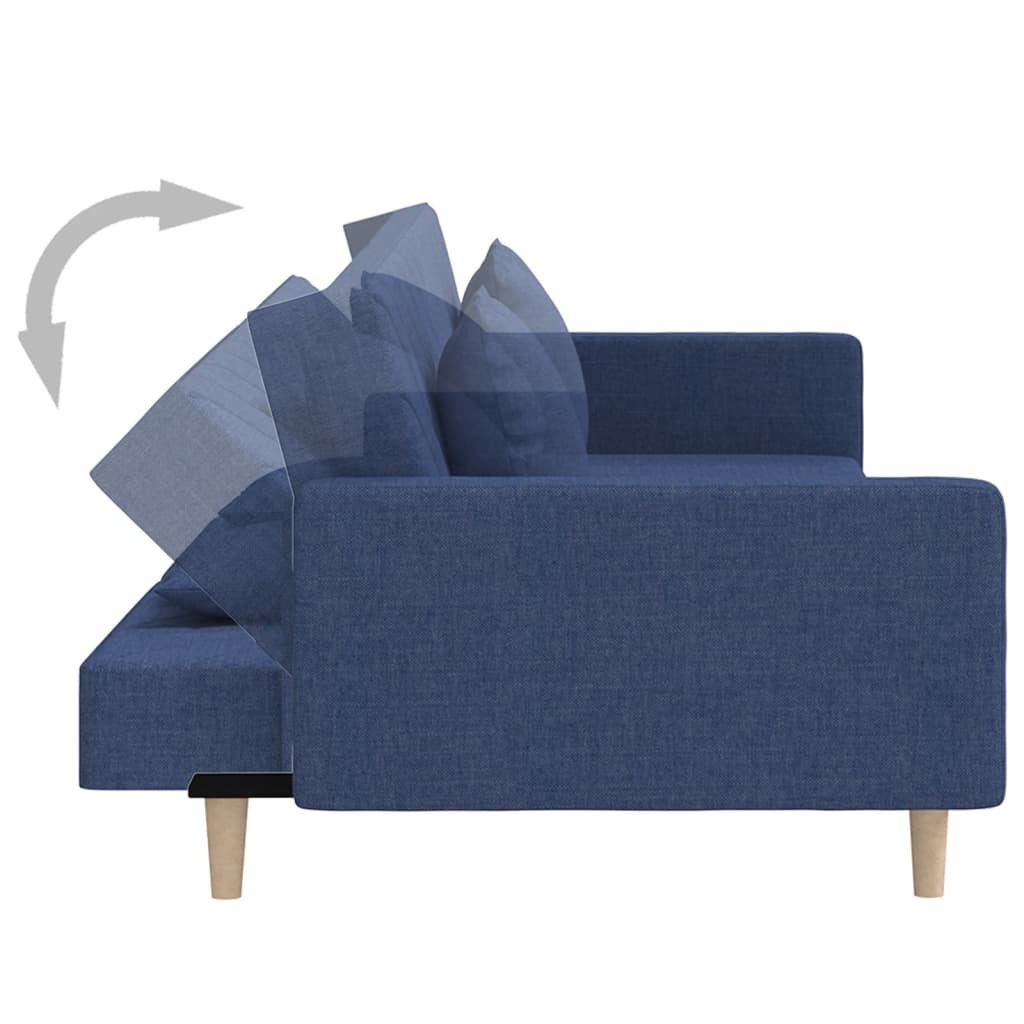 Canapé-lit à 2 places avec deux oreillers bleu tissu - XIOS