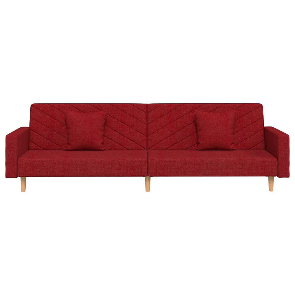 Canapé-lit à 2 places avec deux oreillers rouge bordeaux tissu - XIOS