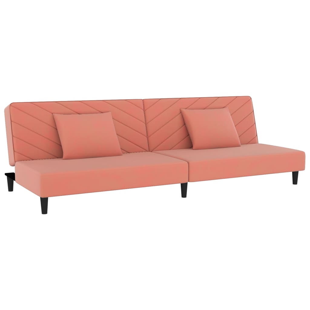Canapé-lit à 2 places avec deux oreillers Rose Velours - XIOS