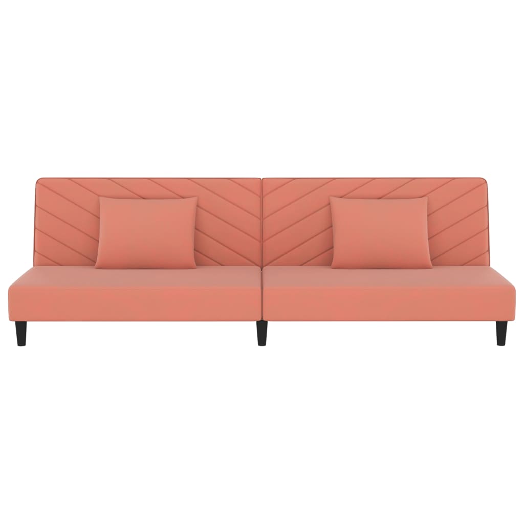 Canapé-lit à 2 places avec deux oreillers Rose Velours - XIOS