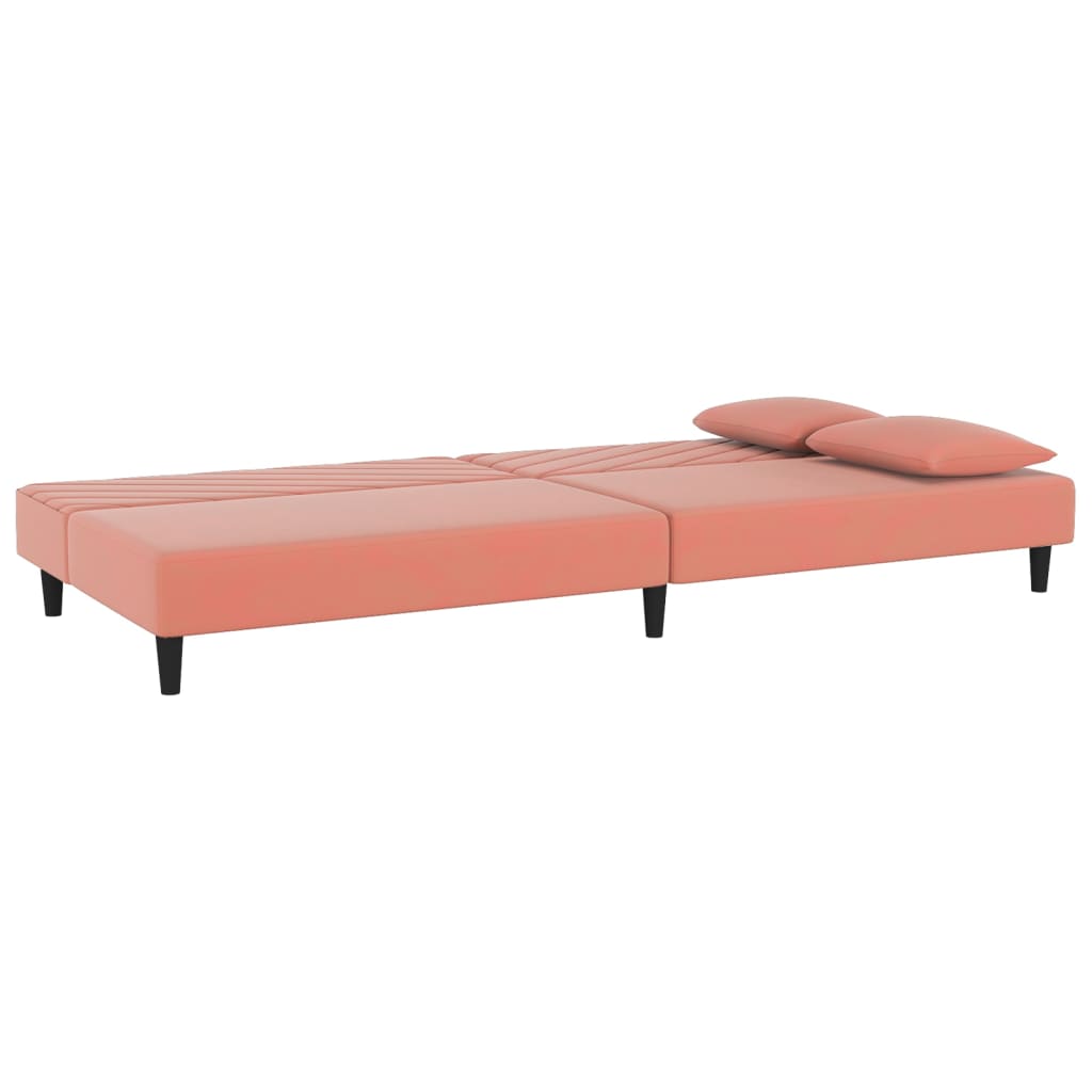 Canapé-lit à 2 places avec deux oreillers Rose Velours - XIOS