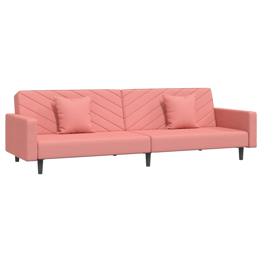 Canapé-lit à 2 places avec deux oreillers Rose Velours - XIOS