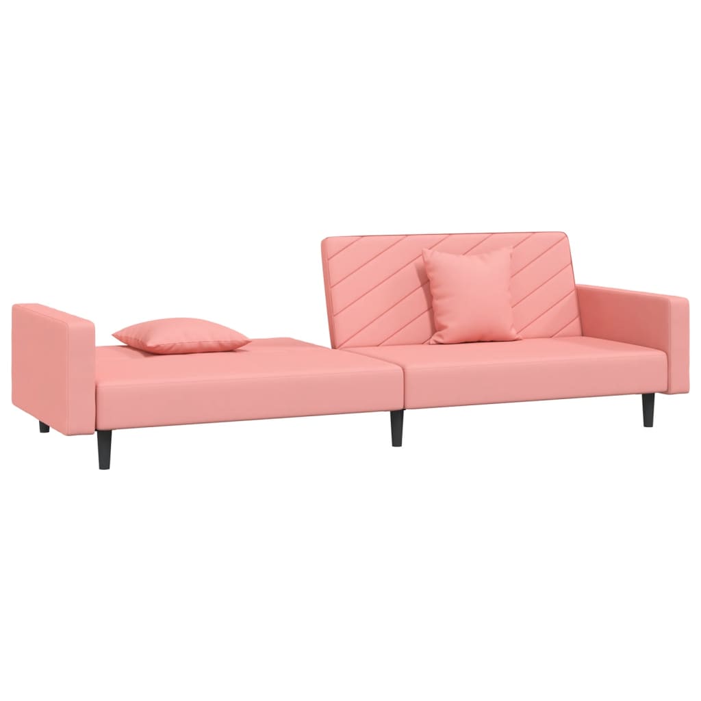 Canapé-lit à 2 places avec deux oreillers Rose Velours - XIOS