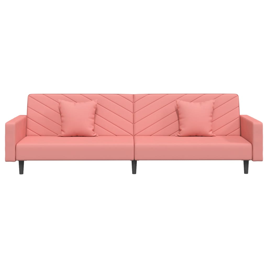 Canapé-lit à 2 places avec deux oreillers Rose Velours - XIOS