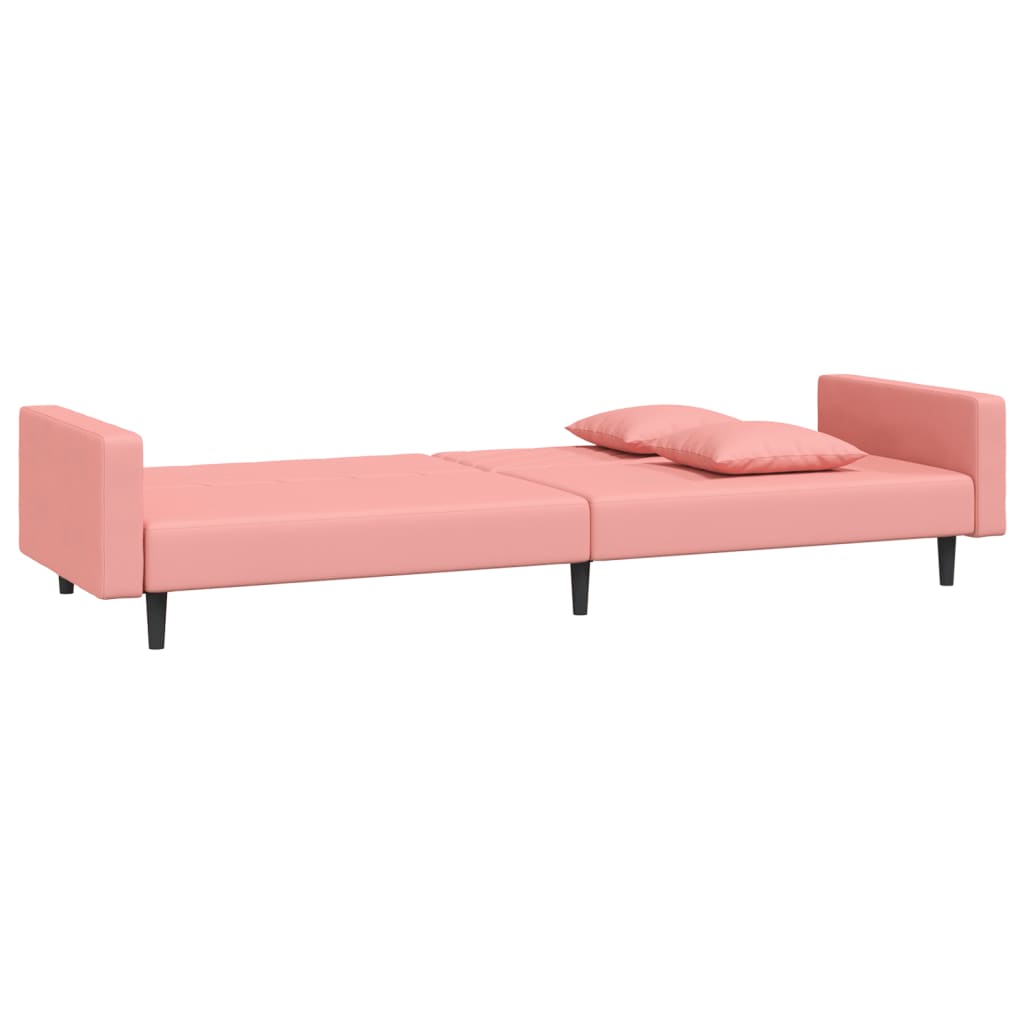 Canapé-lit à 2 places avec deux oreillers Rose Velours - XIOS