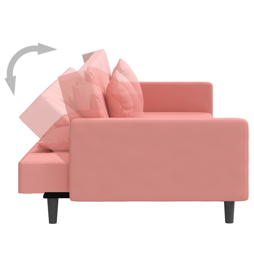 Canapé-lit à 2 places avec deux oreillers Rose Velours - XIOS