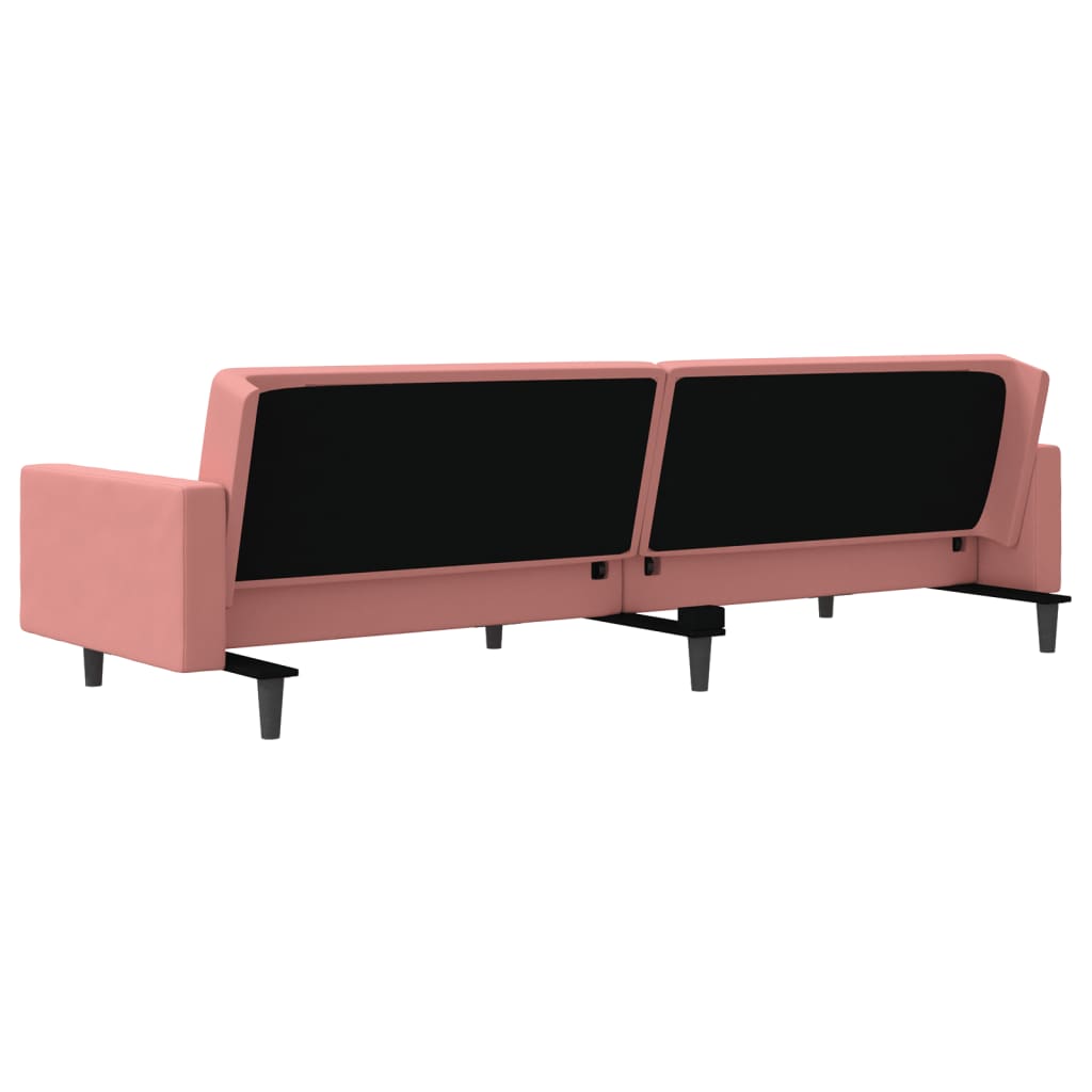 Canapé-lit à 2 places avec deux oreillers Rose Velours - XIOS