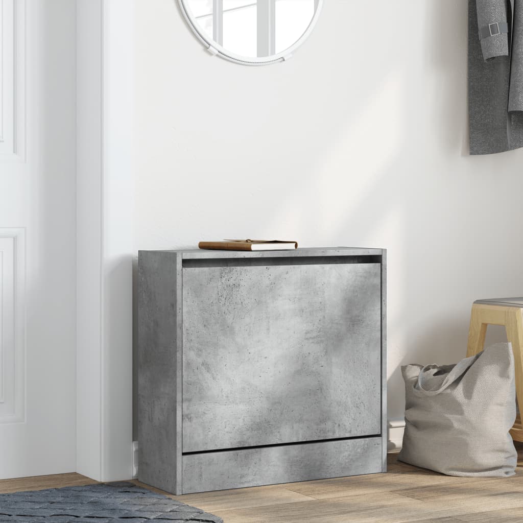 Armoire à chaussures gris béton 60x21x57 cm bois d'ingénierie - XIOS