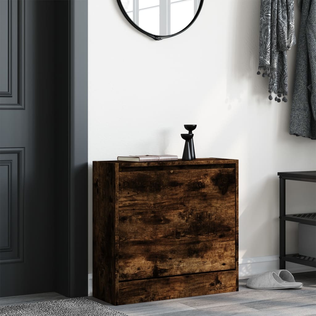 Armoire à chaussures chêne fumé 60x21x57 cm bois d'ingénierie - XIOS