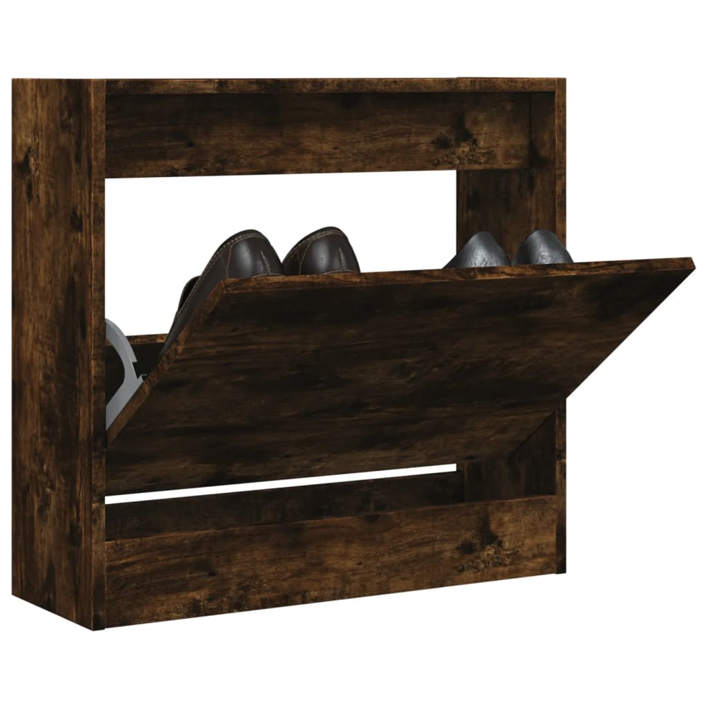 Armoire à chaussures chêne fumé 60x21x57 cm bois d'ingénierie - XIOS